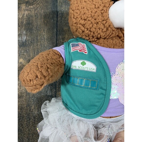 Build A Bear Girl Scouts Adventureful Plush with Junior Vest, Sequin Trefoil Tee - Picture 3 of 11